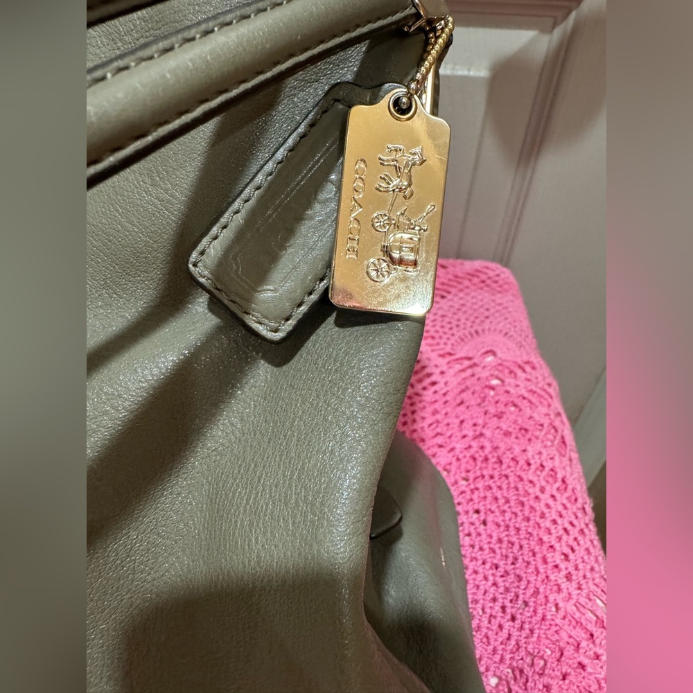 COACH Madison Phoebe Slouch Hobo Shoulder Bag Pebbled Olive Green Leather Purse - Picture 2 of 16